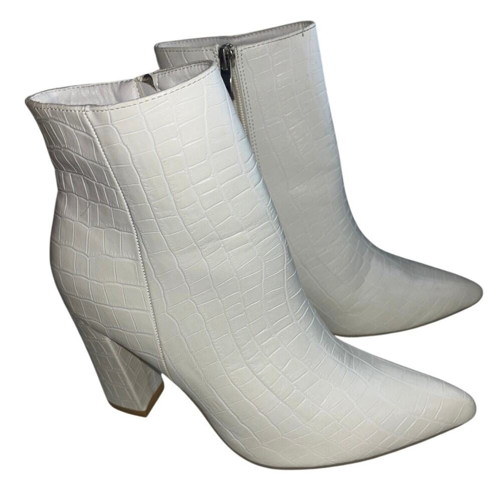 NWOT White Crocodile Pattern Faux Leather High Heel Ankle Boots  EU 39 / US 8.5 - Picture 12 of 12